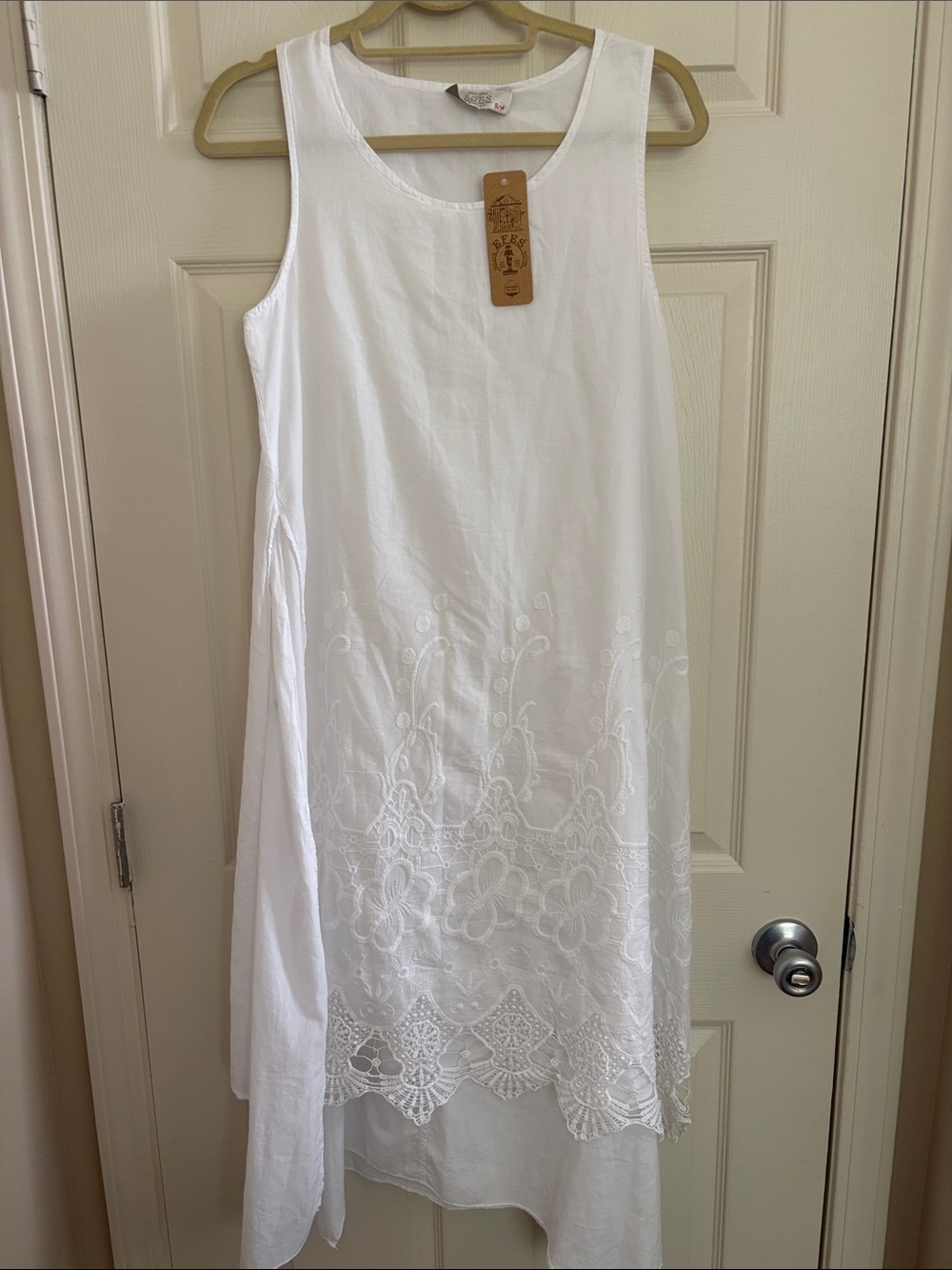 EFES White 100% Organic Cotton Sleeveless Dress Coverup Slip NWT European S/M